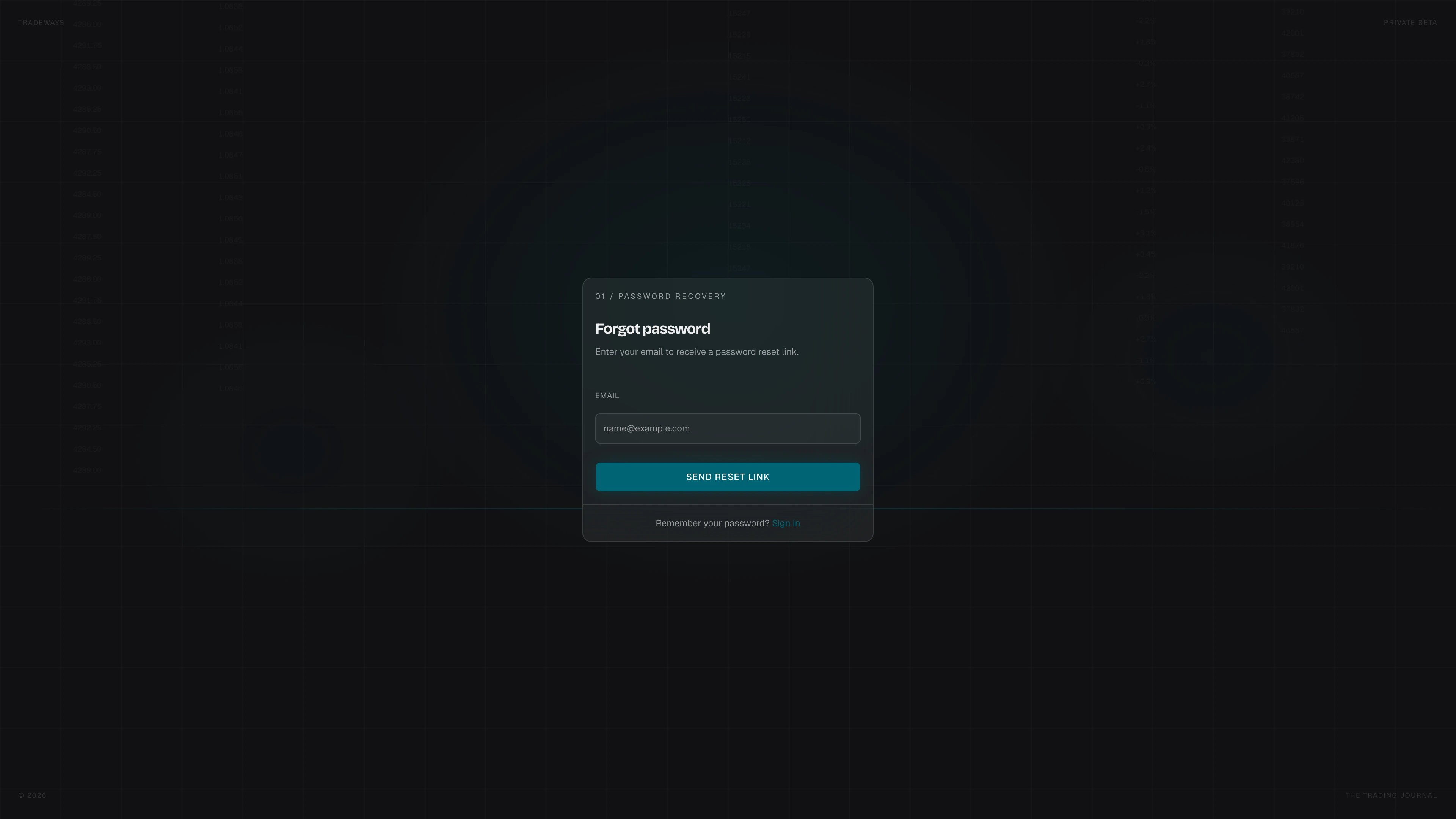 Forgot password form with email field