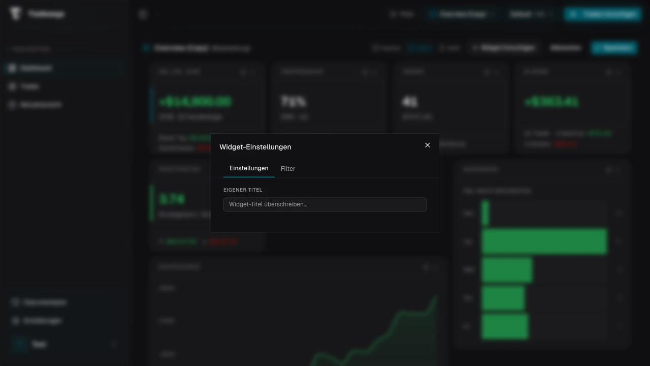 Widget-Einstellungsdialog mit Einstellungen- und Filter-Tab