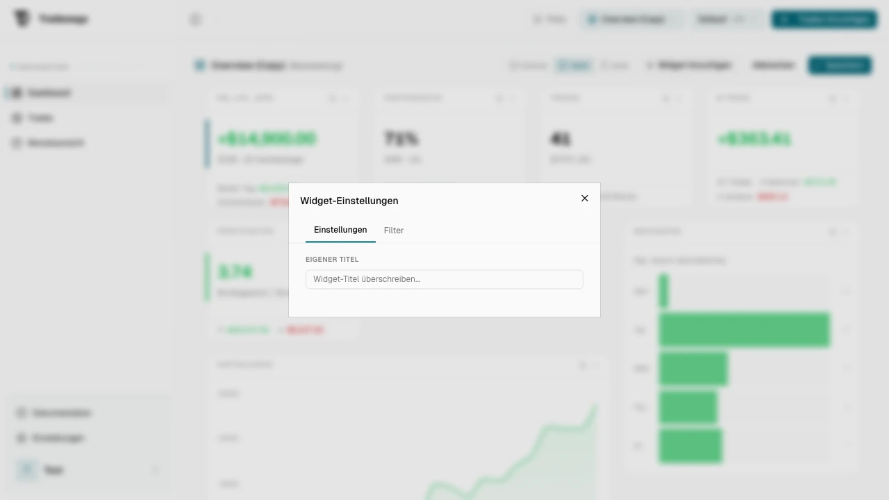 Widget-Einstellungsdialog mit Einstellungen- und Filter-Tab