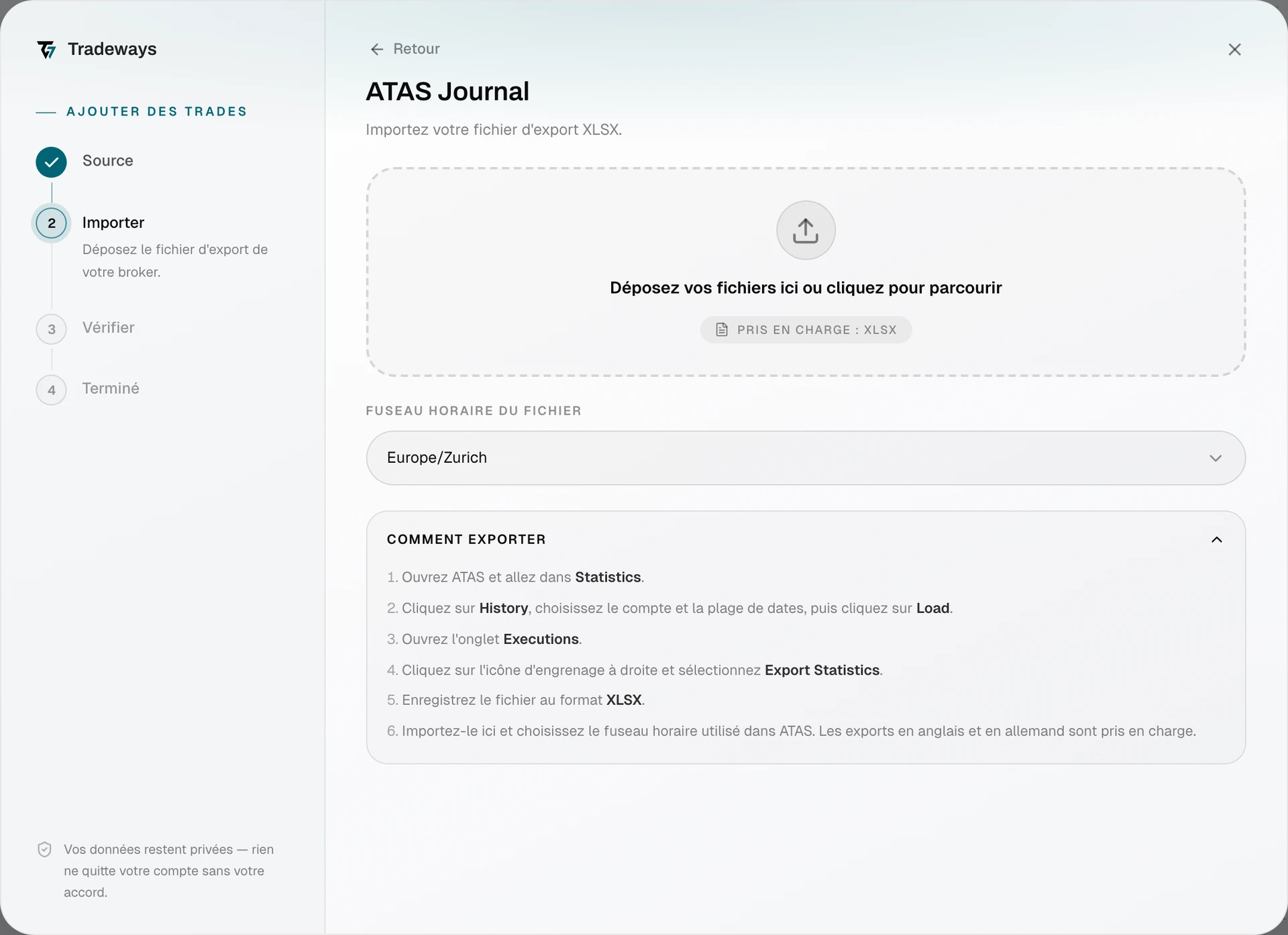 Import dialog with ATAS Journal selected
