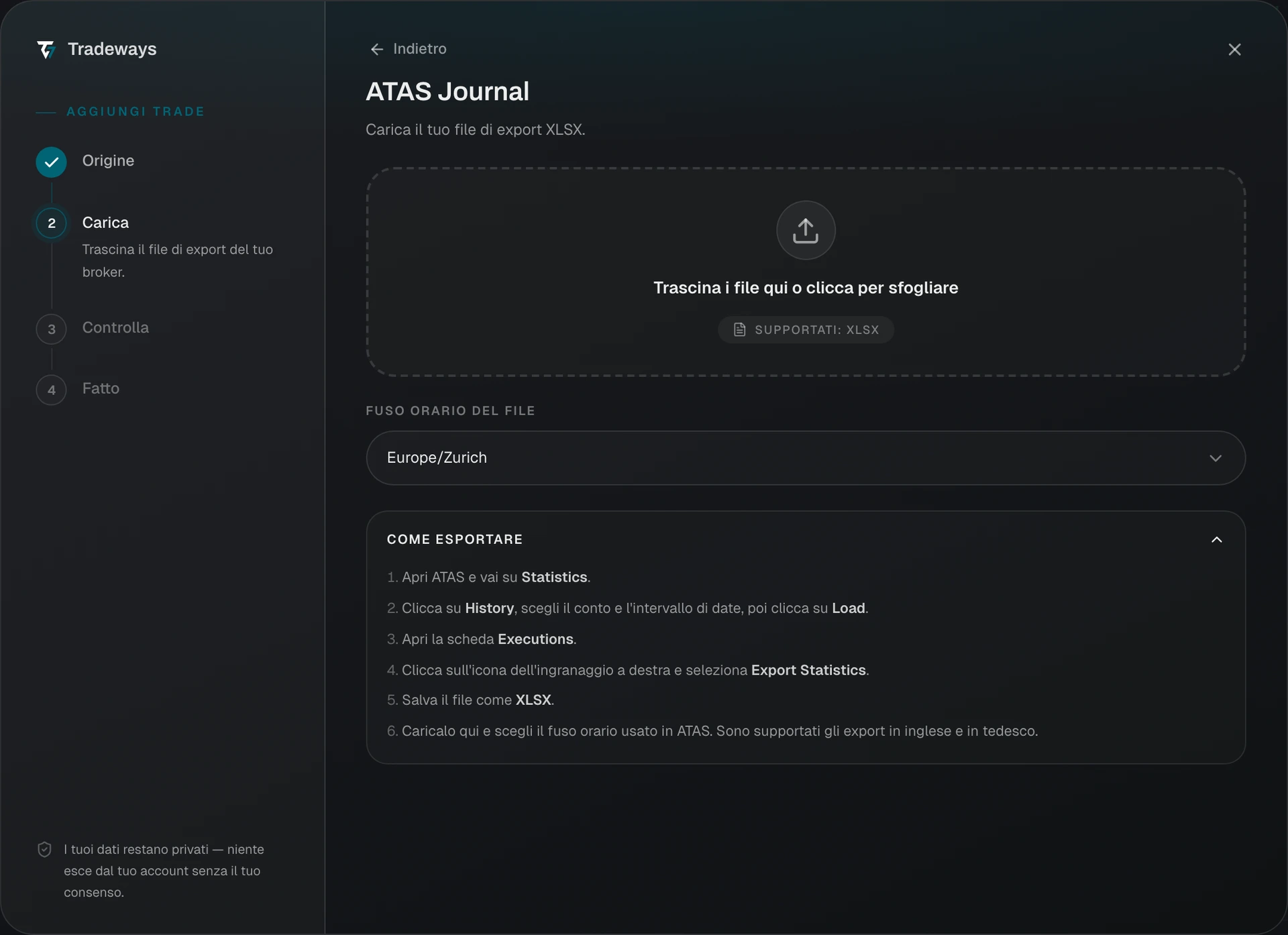 Import dialog with ATAS Journal selected
