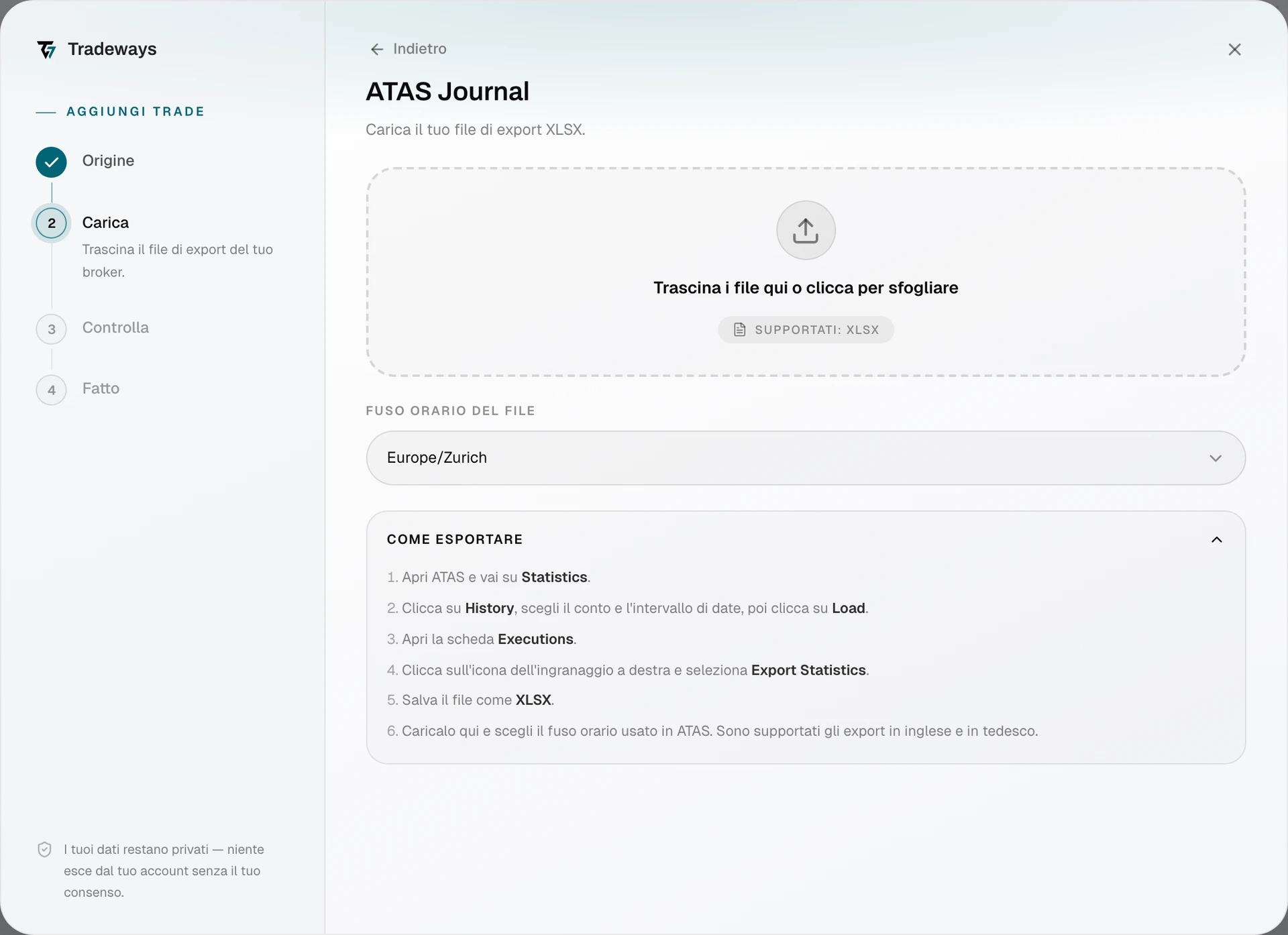 Import dialog with ATAS Journal selected