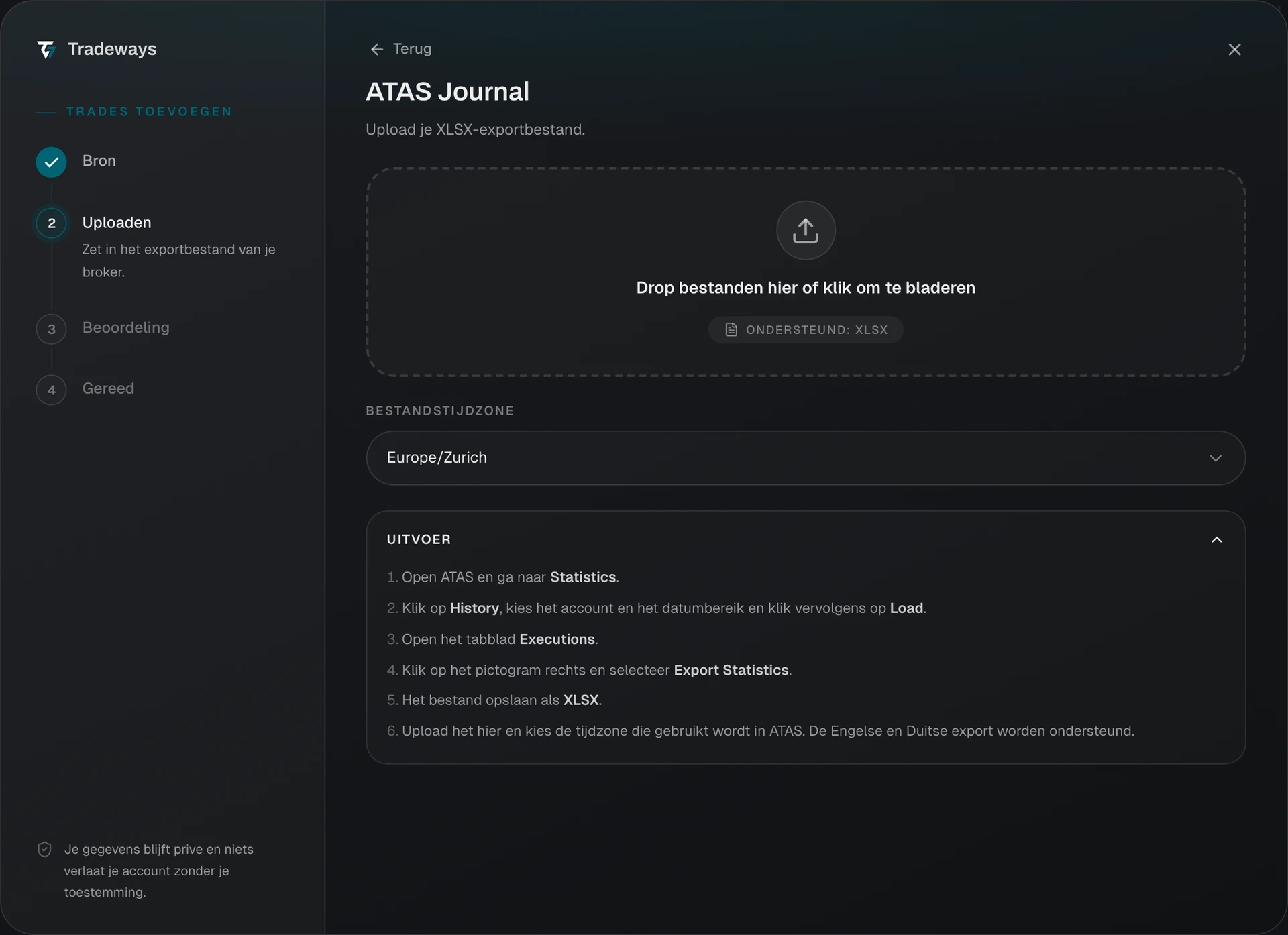 Import dialog with ATAS Journal selected