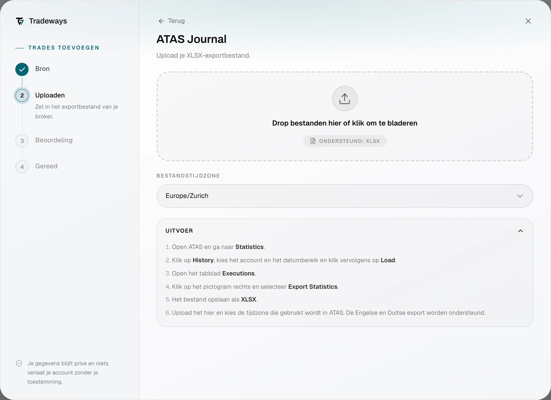 Import dialog with ATAS Journal selected