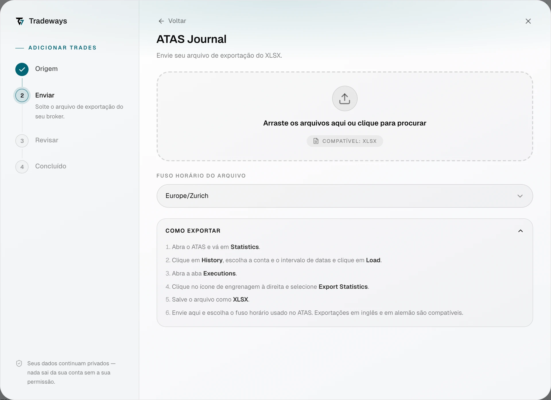 Import dialog with ATAS Journal selected