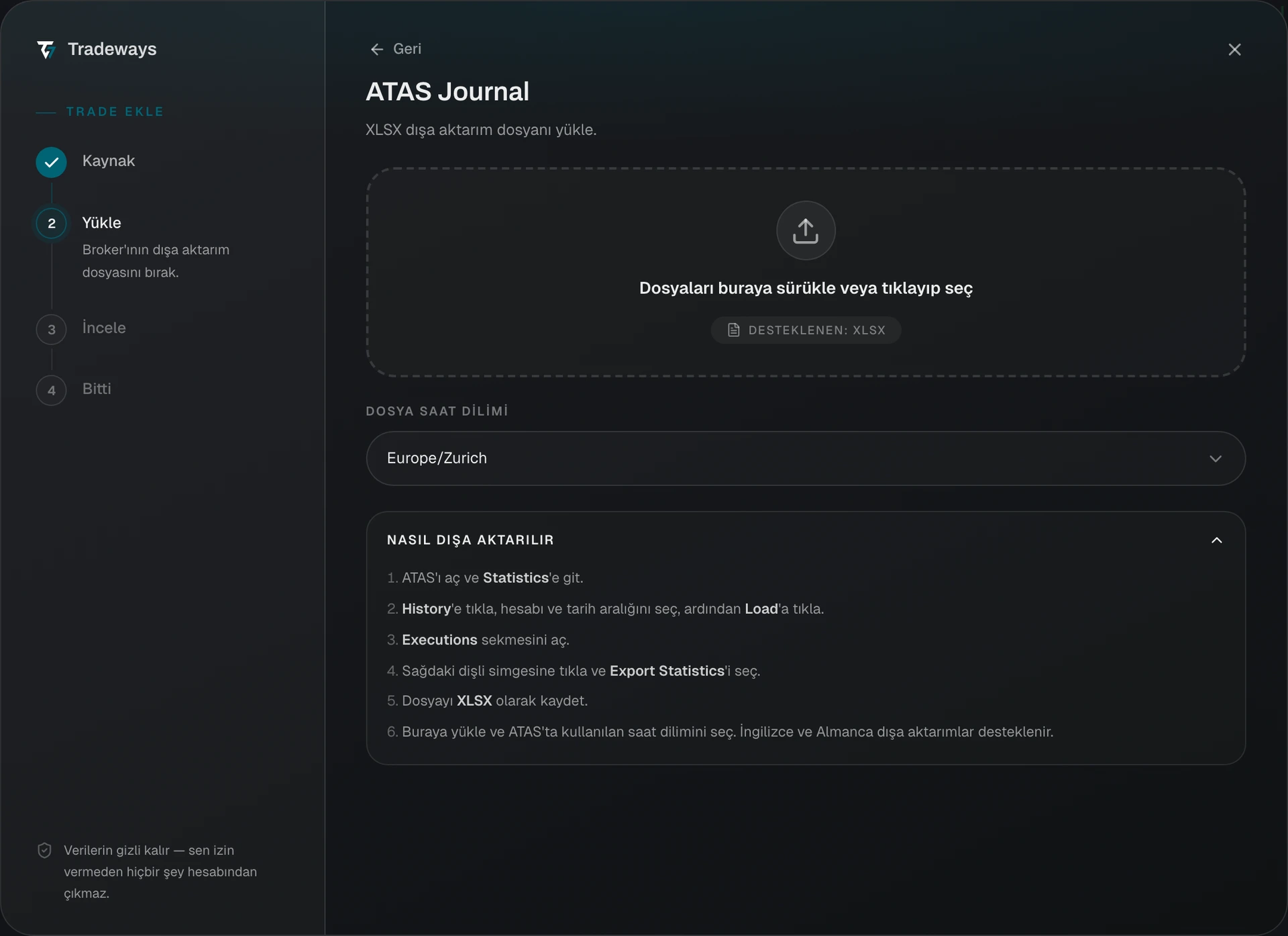 Import dialog with ATAS Journal selected