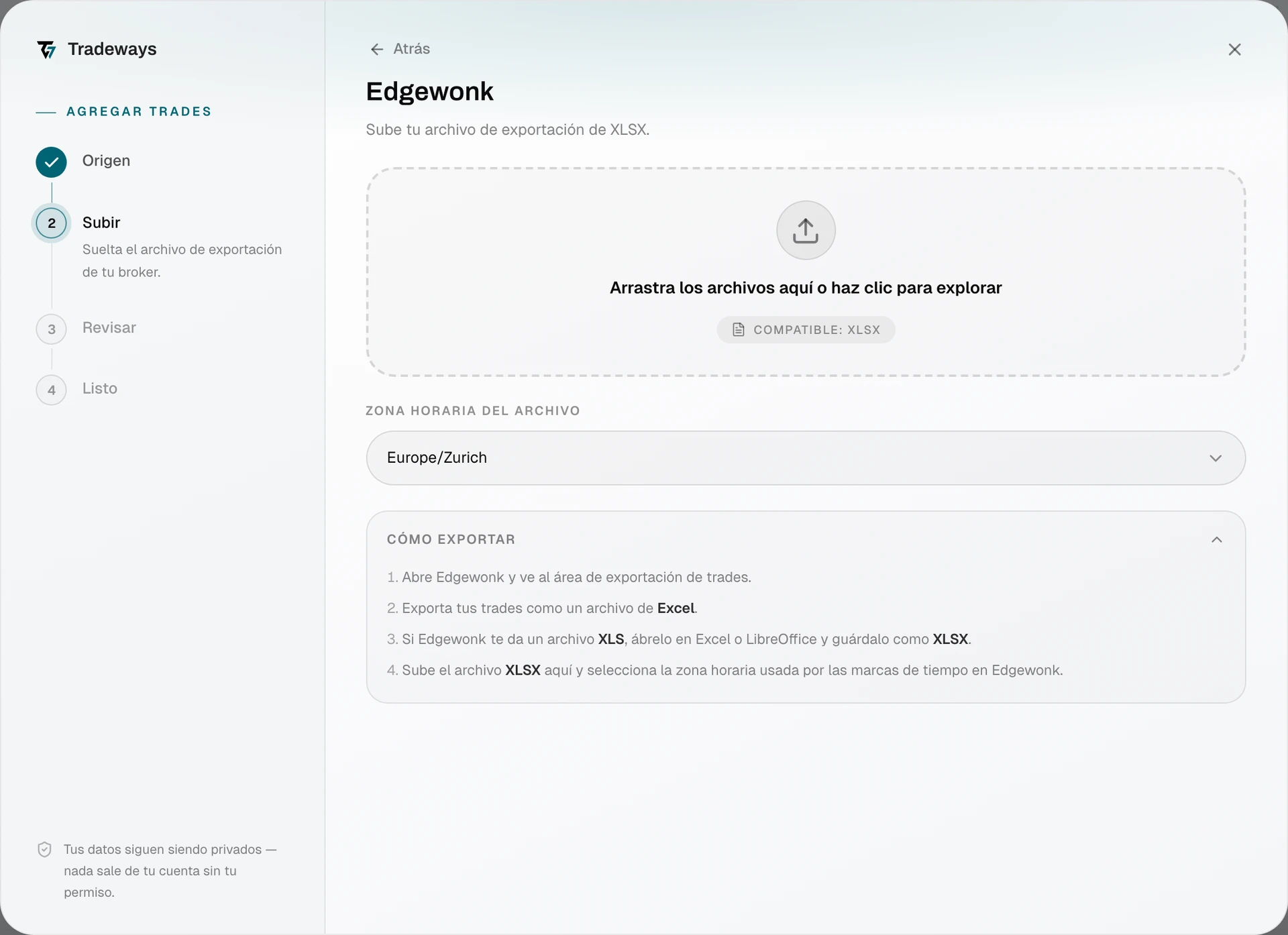 Import dialog with Edgewonk selected