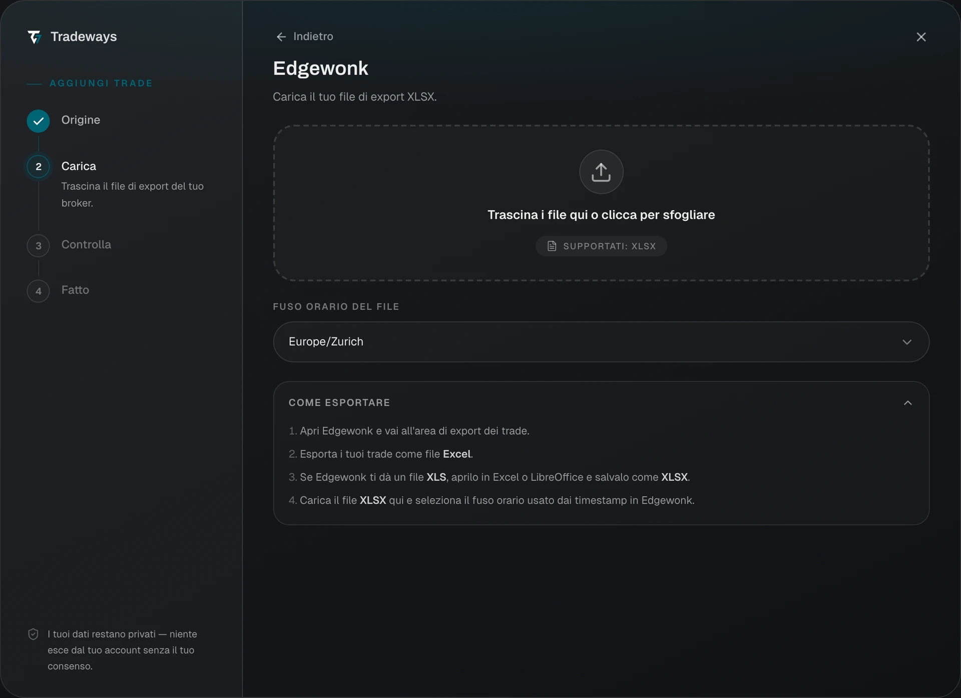 Import dialog with Edgewonk selected