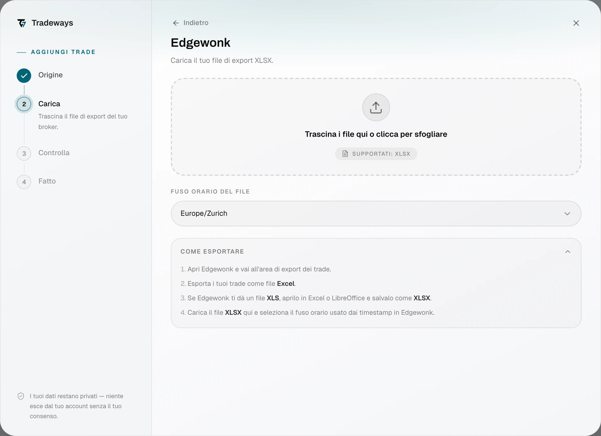Import dialog with Edgewonk selected