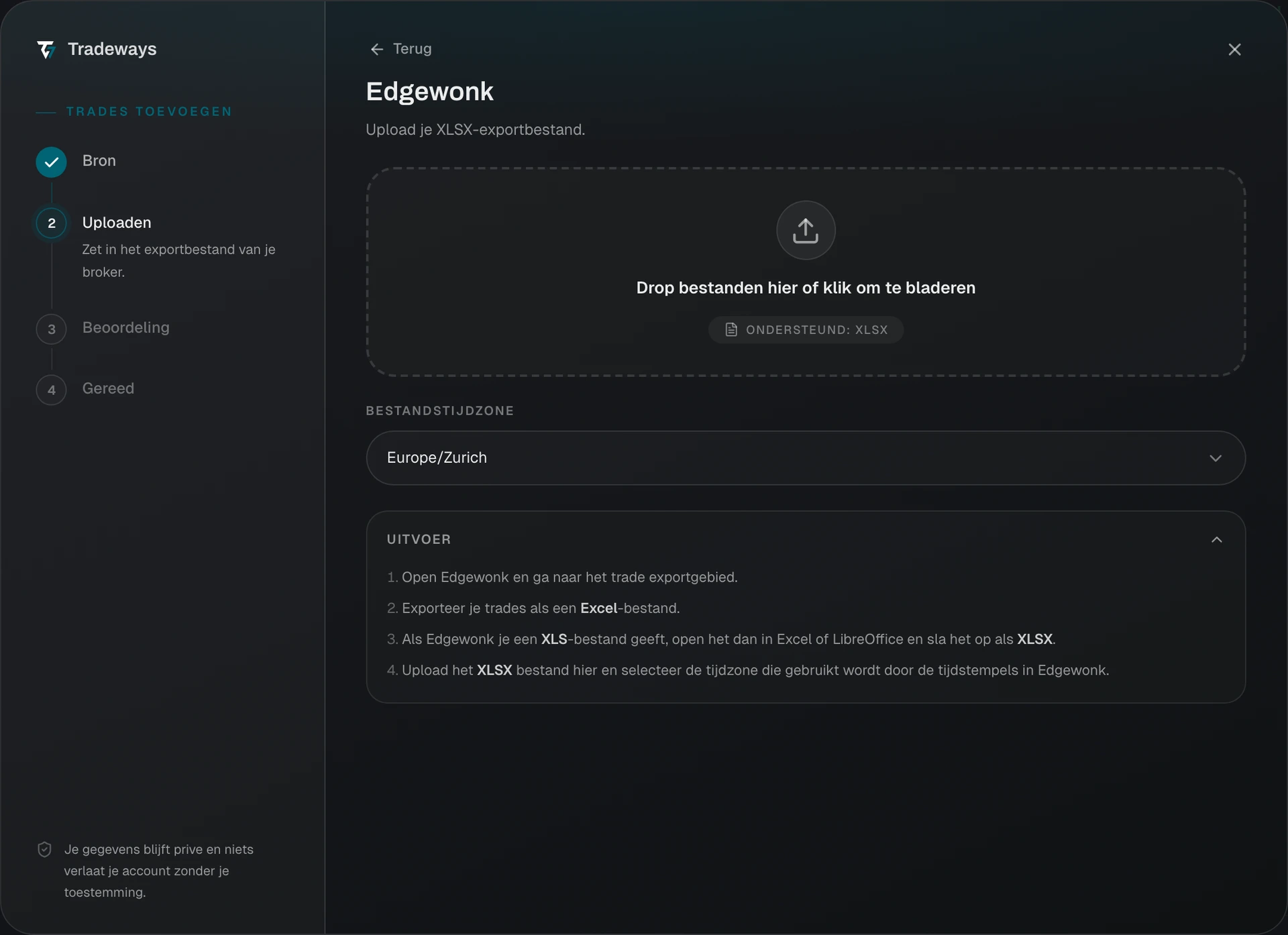 Import dialog with Edgewonk selected