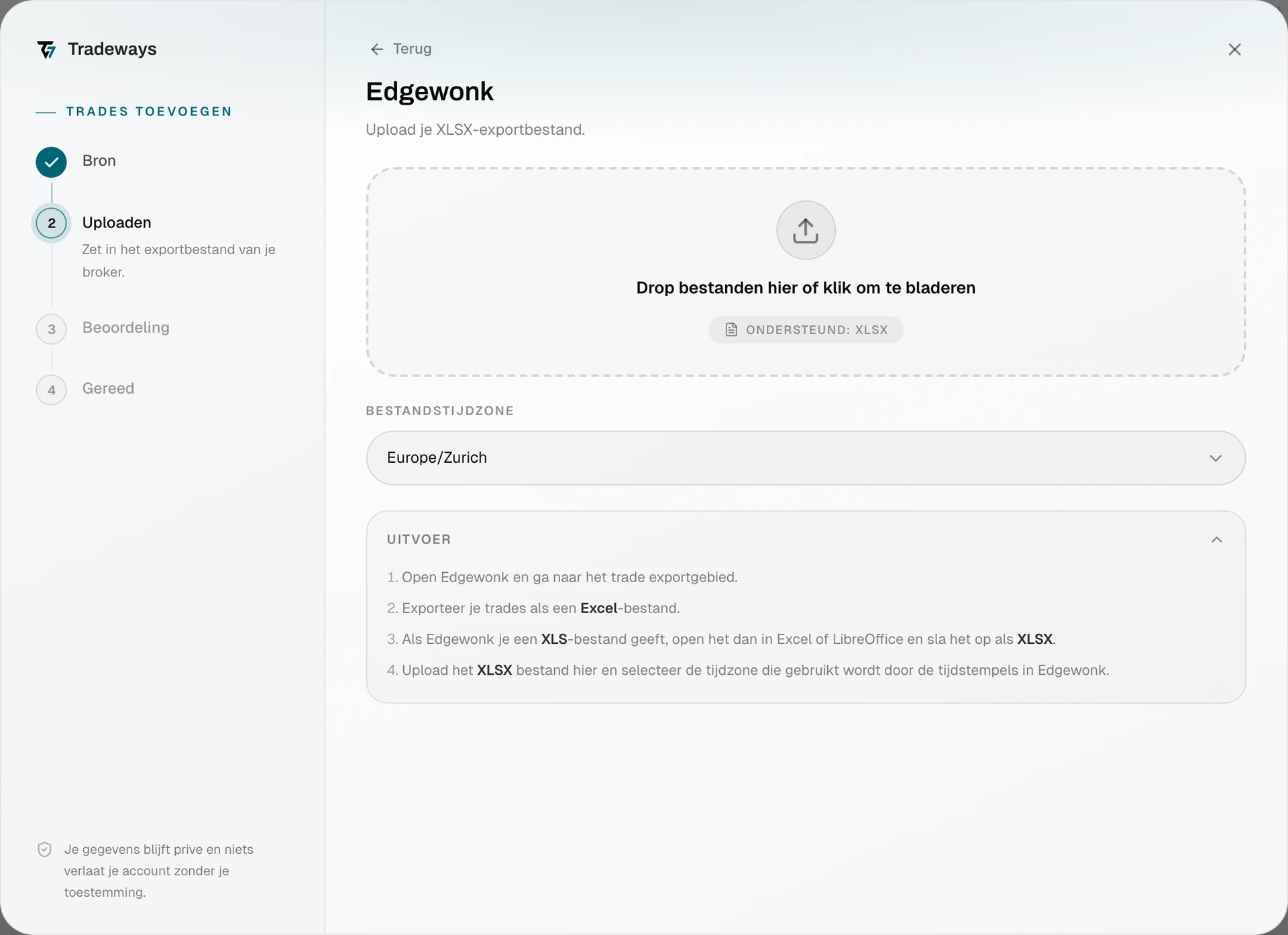 Import dialog with Edgewonk selected