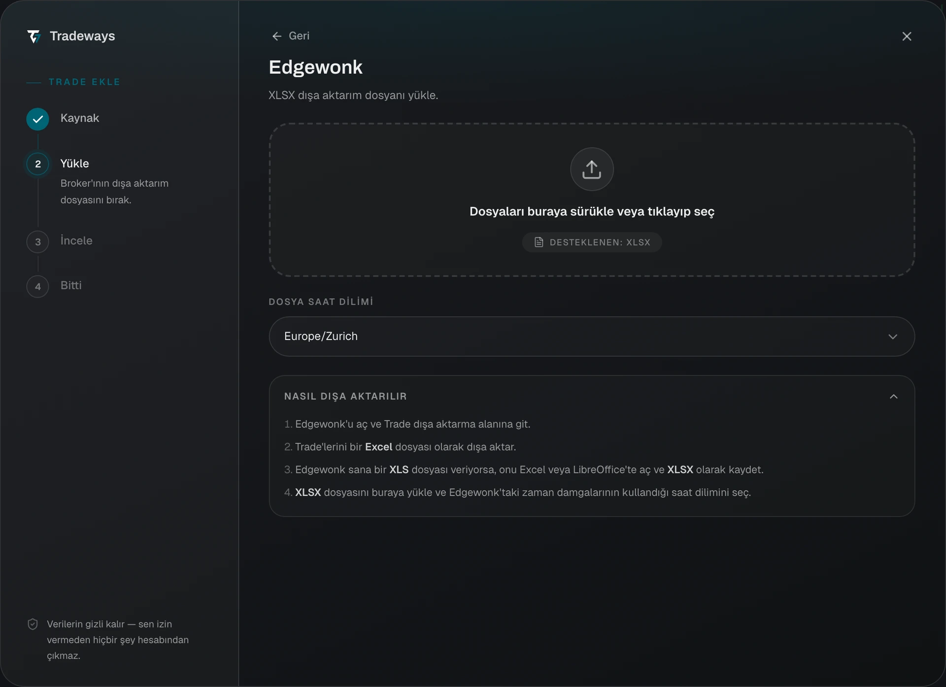 Import dialog with Edgewonk selected