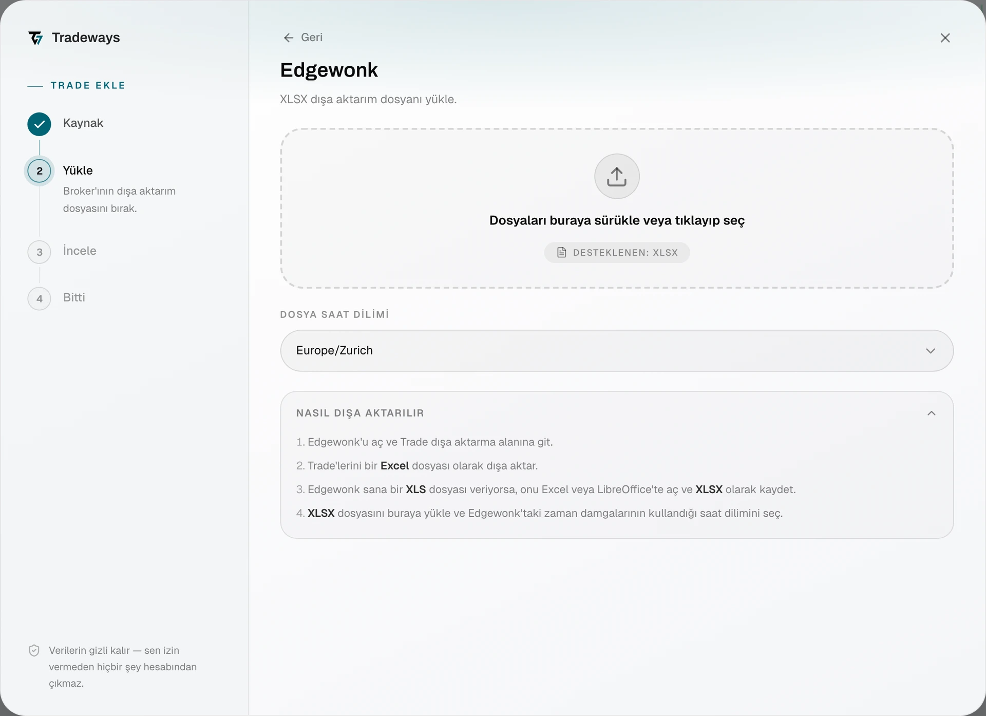 Import dialog with Edgewonk selected