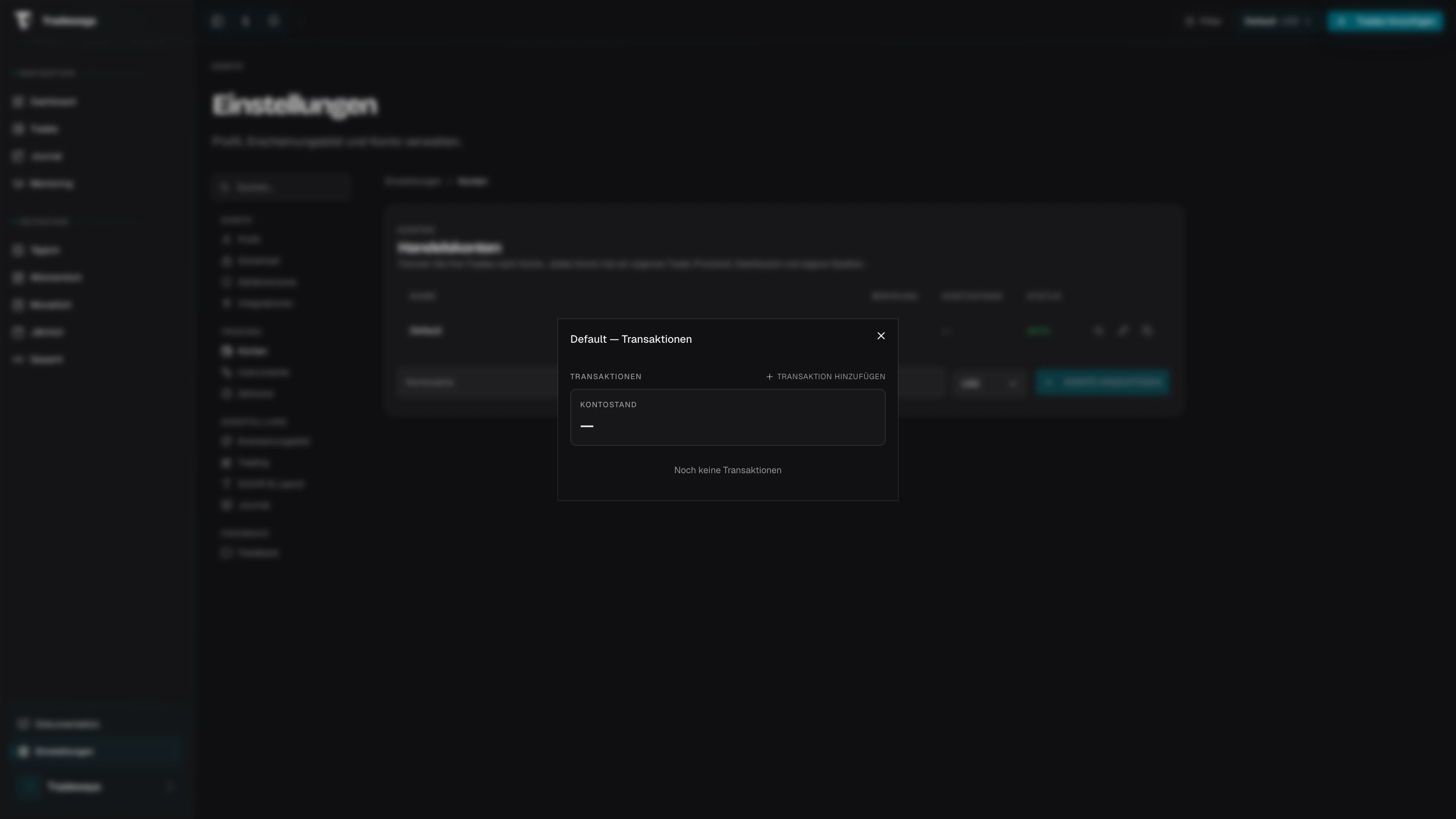 Transaktionsdialog mit Ein- und Auszahlungen