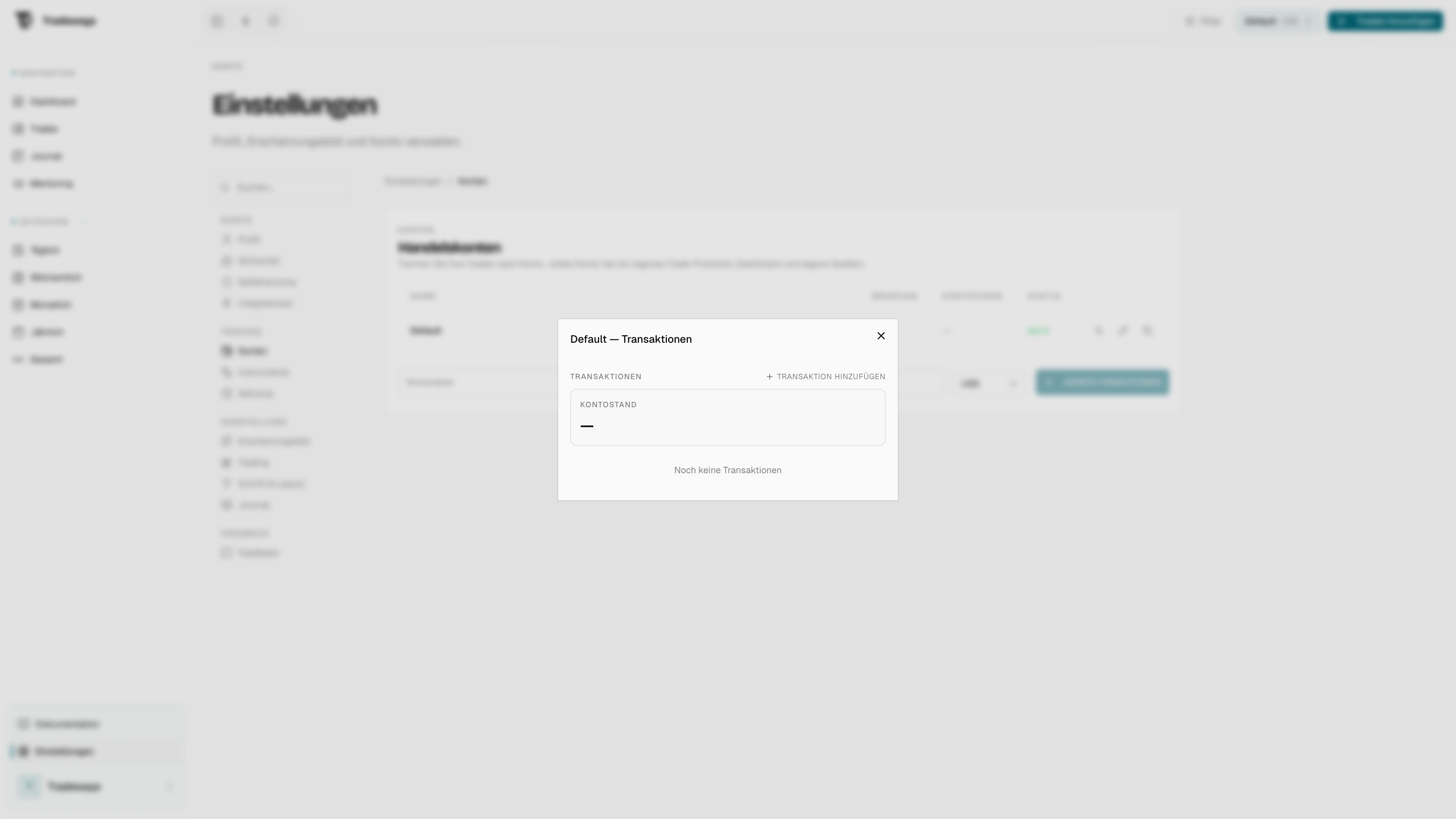 Transaktionsdialog mit Ein- und Auszahlungen
