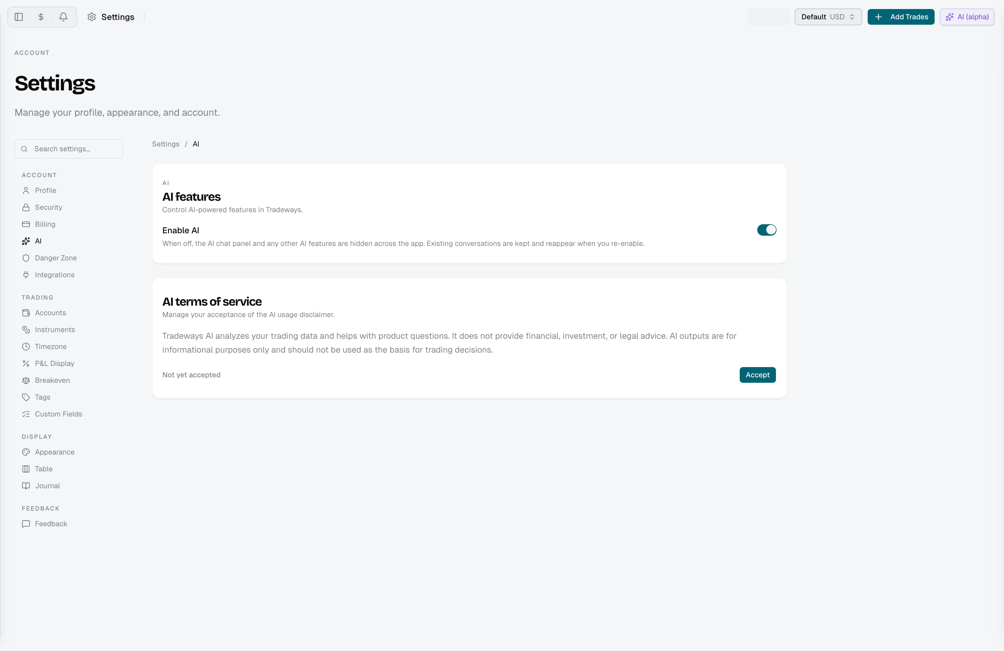 Oscar terms of service section with disclaimer text and accept button