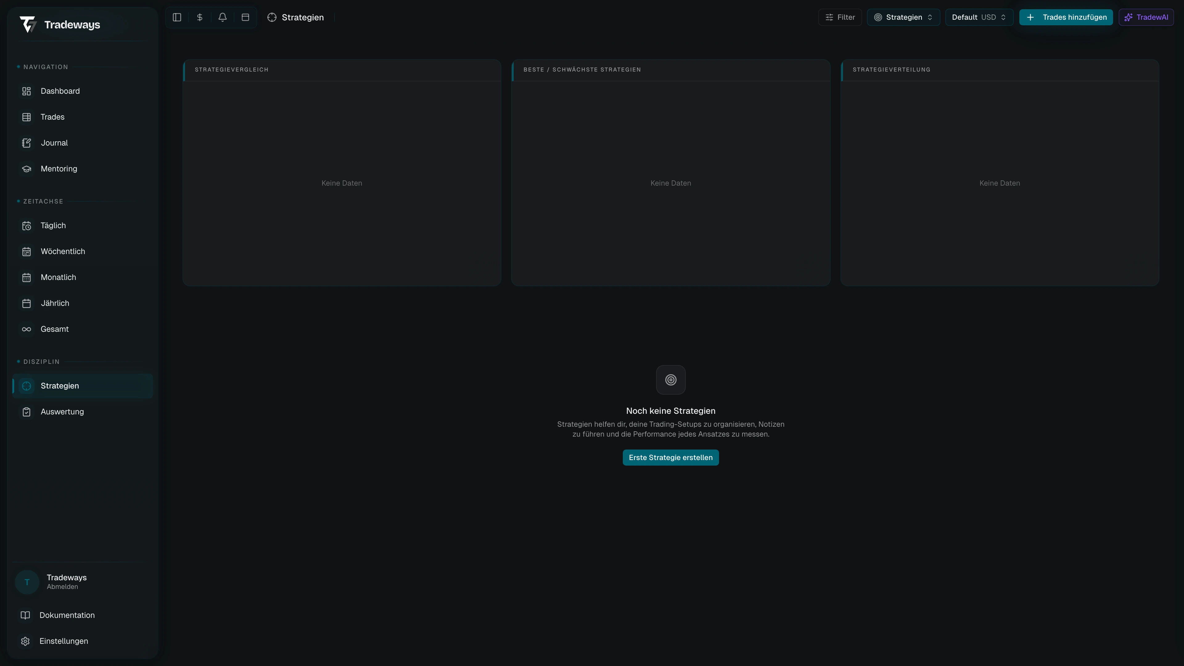 Strategieseite mit Notizen-Editor und Regelpanel