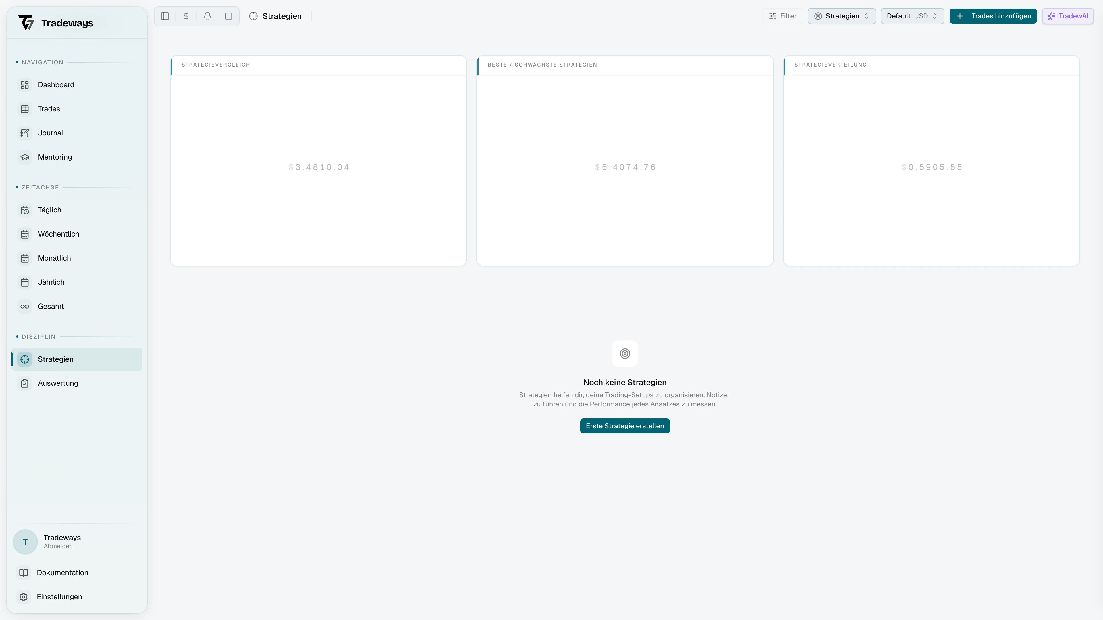 Strategieseite mit Notizen-Editor und Regelpanel